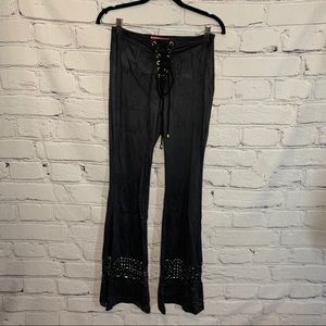Flare pants lace up faux suede - laser cut flare NWT